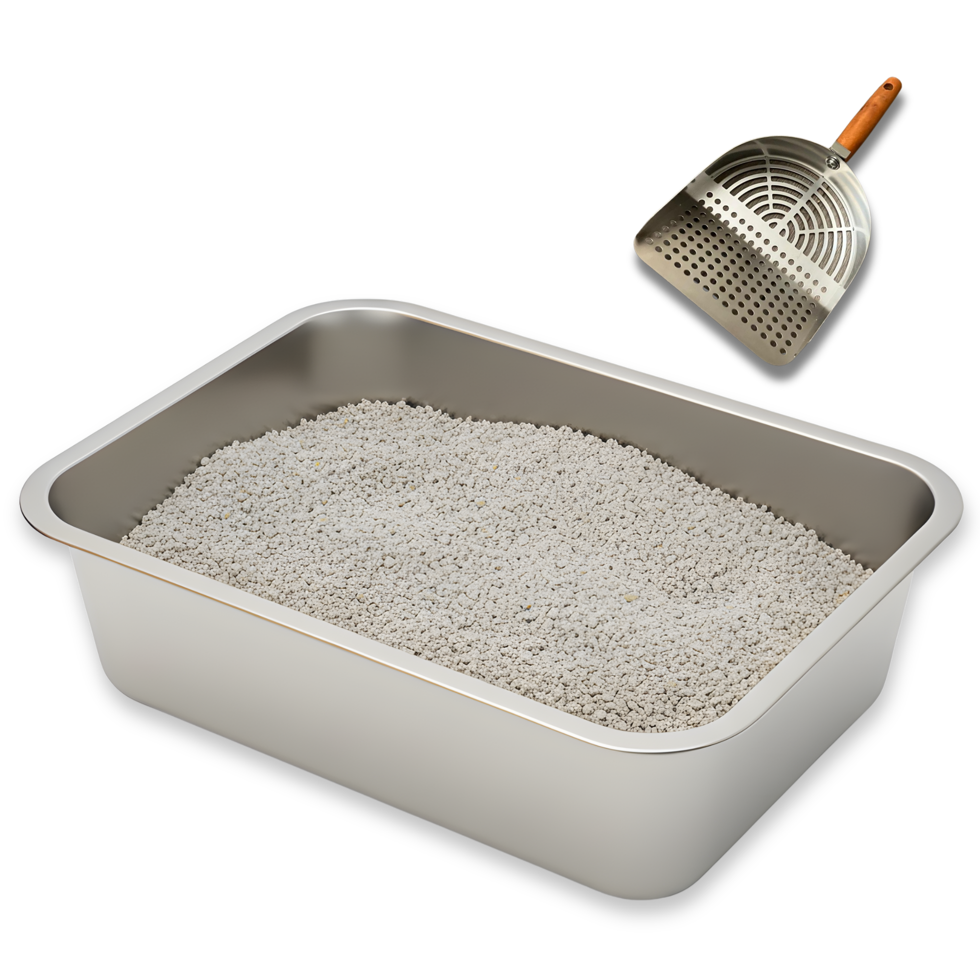Cat litter box with scoop | Medium Size - 18×14×6 Inches